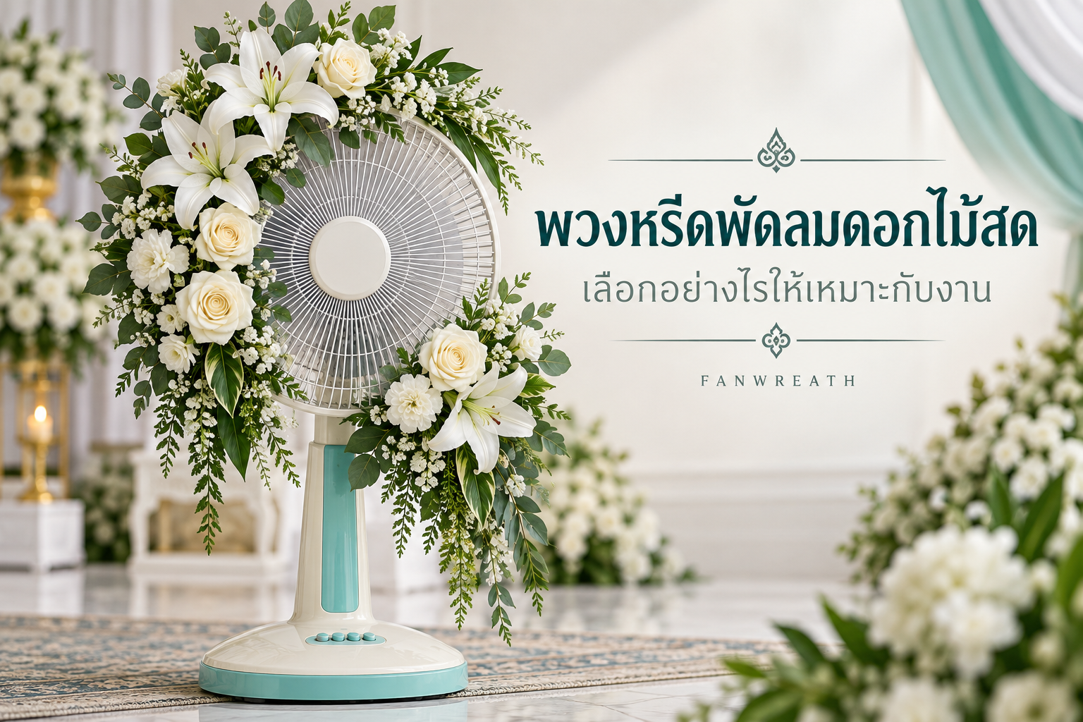 พวงหรีดพัดลมดอกไม้สด เลือกอย่างไรให้เหมาะกับงาน